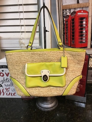 Coach Lime Green Straw Bag 22904