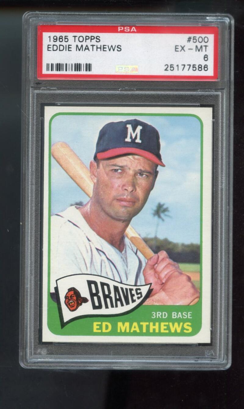 1965 Topps #500 Eddie Mathews Ed Mathews PSA 6 Graded Baseball Card MLB Braves