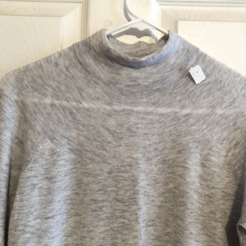 Vince Seamless Funnel Mock Neck Pullover  Heather Gray Cashmere Wool Sweater L - Picture 2 of 2