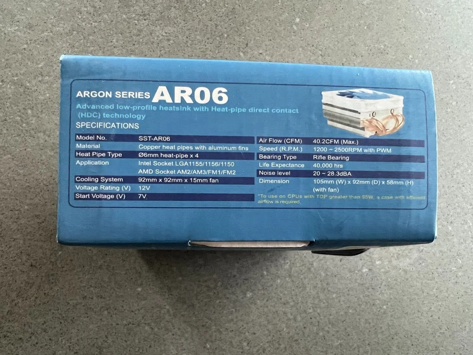 Silverstone Low-Profile Heatsink CPU Cooler 92mm Argon Series AR06 - NEW IN BOX - Image 3 of 4