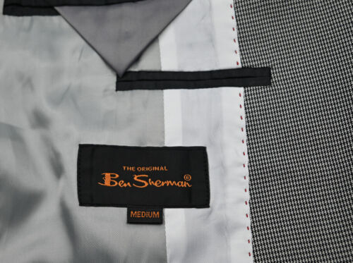 NEW $295 Ben Sherman Gray and Black Houndstooth 100% Cotton Sport Coat Blazer M - Picture 3 of 8