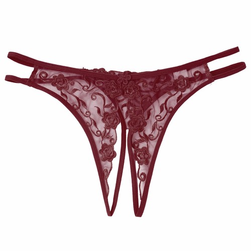 Women's Lace Briefs See Through G-string with Pearls Bowknot Fuzzy Tail Lingerie - Picture 70 of 123