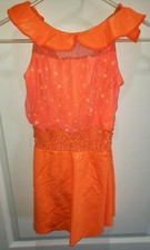 A WISH COME TRUE girls size LARGE neon bright ORANGE DANCE LEOTARD FANCY SEQUINS