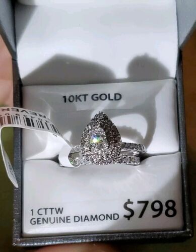 10k White Gold & 1 CTTW genuine Diamond Engagement Ring Sz.7 Forever bride - Picture 2 of 21