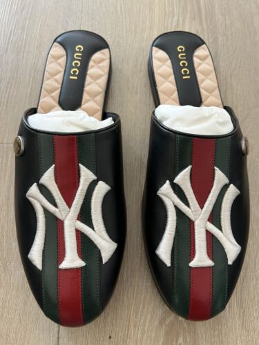 Gucci Men’s New $980 NY Yankees Slippers Mules Shoes US 7.5 MLB - Picture 2 of 11