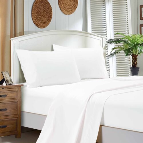 1000TC Ultra Soft Flat & Fitted Sheet Set Double/Queen/King/Super King Size Bed - Picture 2 of 22