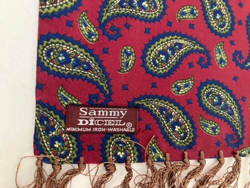 SMART DAPPER VTG 60S -70S SAMMY PAISLEY SCARF TASSELED MOD GOODWOOD DEAD STOCK - Picture 3 of 11