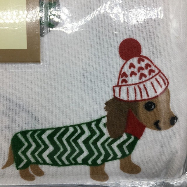 5pc Cynthia Rowley Dachshund Dog Full Flannel Sheet Throw Blanket Set Christmas for sale online