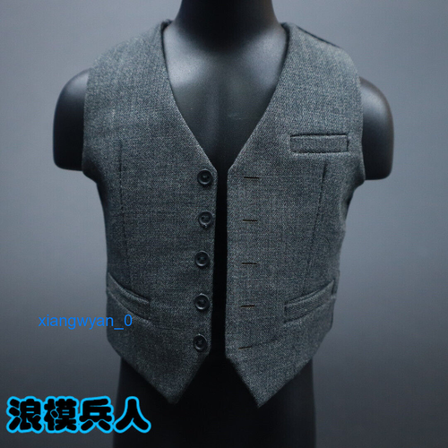 1/6 Scale Gray Men's Suit Vest Clothes Model Fit 12" Male Action Figure Body Toy