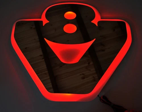24V LED Red Plate Silver Mirror V8 Sign for trucks trucker Scania Red Light #