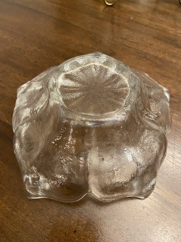 Vintage schwedische strukturierte Kunst Glas Lilie Lotus Schmuck Kerzenschale Schale - Bild 5 von 5