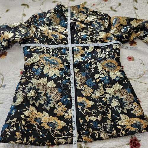 Soft Surroundings Viola Jacquard Metallic gold black floral blazer Med EXCELLENT - Picture 12 of 12