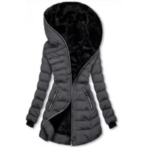Cappotto donna trapuntato imbottito pelliccia pile foderato cappuccio outwear giacca parka invernale - Foto 13 di 18