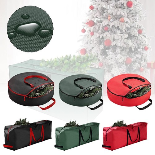 Christmas Wreath Garland Storage Bag Case Round Zipped Decoration Xmas Bag QS - Picture 6 of 26