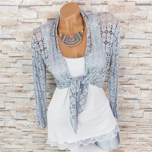 Strickjacke Cardigan Jacke Bolero Abendkleid Jäckchen 36-38-40 blau /& grau