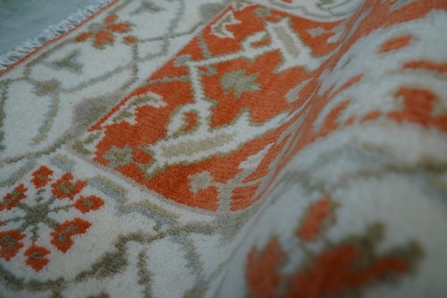 Traditional Authentic Oriental Orange Hand-Knotted 2x3ft Accent Rug | Handmade - Picture 5 of 9