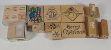 Assorted Christmas Wood Mounted Rubber Stamps Various Makers Lot Of 21 Crafting