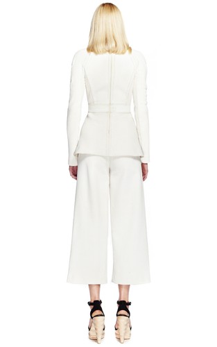 $1450 Authentic PROENZA SCHOULER Printed Cropped High Waisted Snap Front Pants - Picture 4 of 5