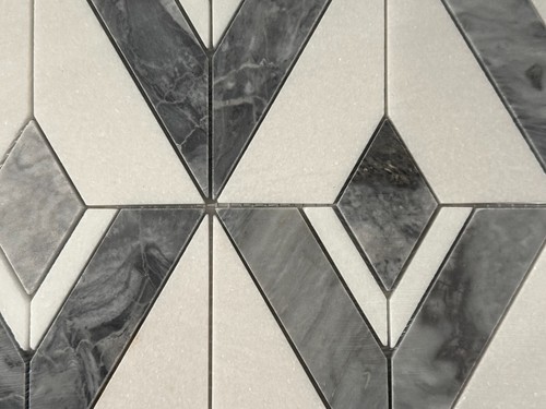 S57 Grey/White Double Diamond Marble Mosaic Tile Kitchen Bathroom Polished - Picture 2 of 4