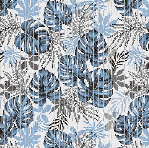 Badematten Tropical blau grau Blätter • Weichschaummatte • Eckig • Länge wählbar - Bild 2 von 3