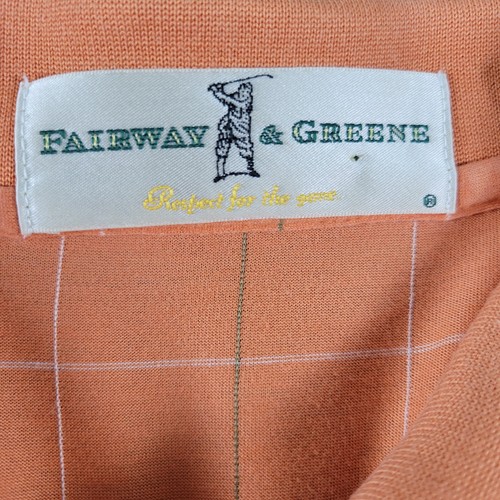 Fairway & Greene Men's L Short Sleeve Polo Shirt Orange Plaid 100% Cotton - Picture 2 of 8