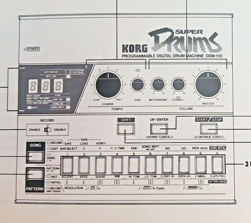 Korg DDM-110 Super Drums Digital Drum Machine Original Owner's Manual Japan 1984 - Picture 2 of 3