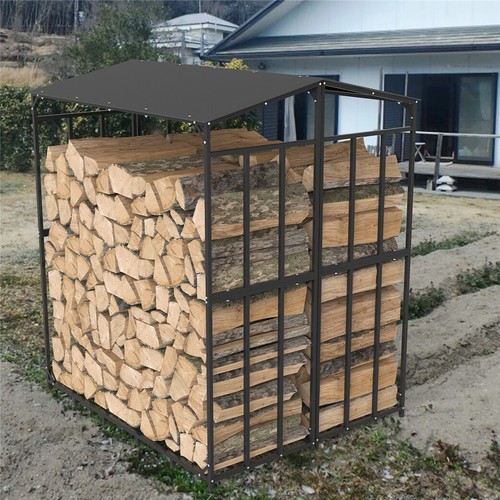 6/8ft Large Metal Firewood Storage Rack Logs Holder Fire Log Wood Store Outdoor - Picture 5 of 23