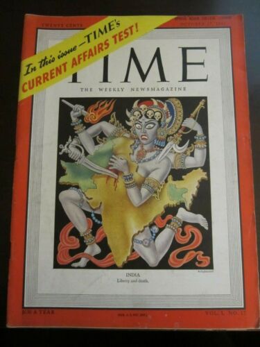 Time Magazine October 1947 India Liberty and Death No Label (N) - Picture 1 of 1