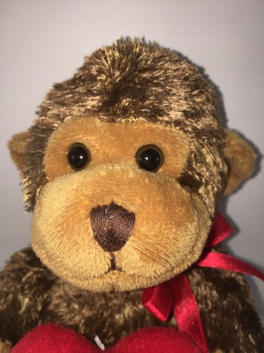 2007 Wishpets Adam Brown 10” Valentines Monkey W/Heart Bean Filled Stuffed Plush - Picture 2 of 7