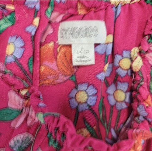 Gymboree Romper Pink Floral Crop Length Wide Leg Rayon Girls Large 10-12 - Picture 3 of 13