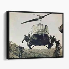 Vietnam War Helicopter USA Military 1960s Canvas Print Wall Art