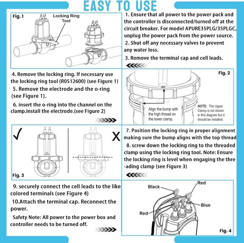 Kit de celda de sal de electrodo R0511400 35 reemplazo para Zodiac Jandy AquaPure serie Ei - Imagen 7 de 13