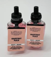 2 BATH & BODY WORKS GRAPEFRUIT PEACH WALLFLOWER FRAGRANCE REFILL BULB PLUG IN