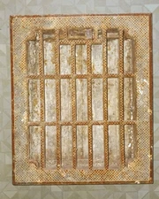 C.1920 Ornate Iron Floor Grate Vent Louvers 11.5x 9.5" Recessed Back Easy Open