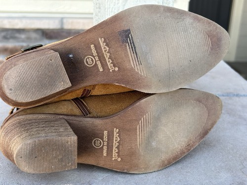 Women's SixtySeven ANTHROPOLOGIE Leather Buckle Wrapped Ankle BOOTS sz 39 US 8.5 - Picture 7 of 10