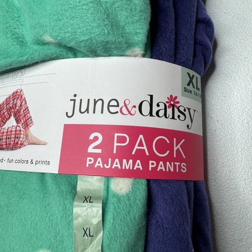 June & Daisy Womens Sz XL Pajama Lounge Pants Mint Green Dk Purple 2 Pairs New - Picture 5 of 8
