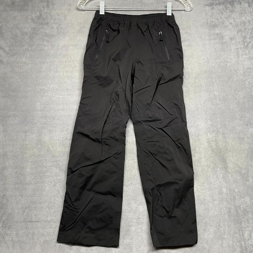 Rei Rain Pants Girls Small Black Zip Pocket Low-Rise Straight Leg Elastic Waist