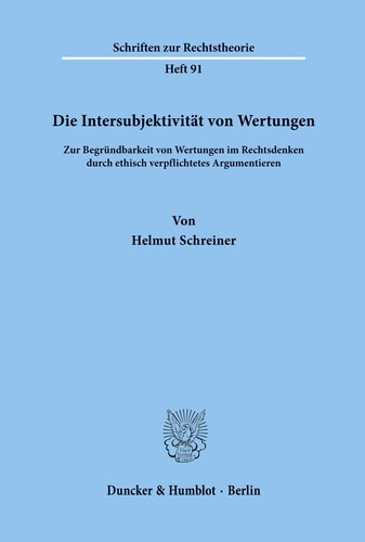 Die Intersubjektivität von Wertungen. Helmut Schreiner Taschenbuch Paperback