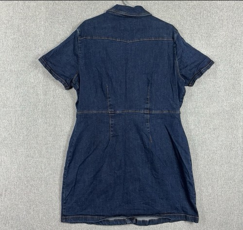 Mng Denim Dress Womens Size Large Front Button Up Violets By Mng - Picture 5 of 8