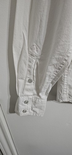 Fossil Pearl Snap Vintage Fit  Button Down Shirt Women L White Western Cowgirl  - Picture 8 of 9