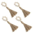  4 Pcs Wooden Bead Napkin Rings Rustic Wedding Decorations for Tables