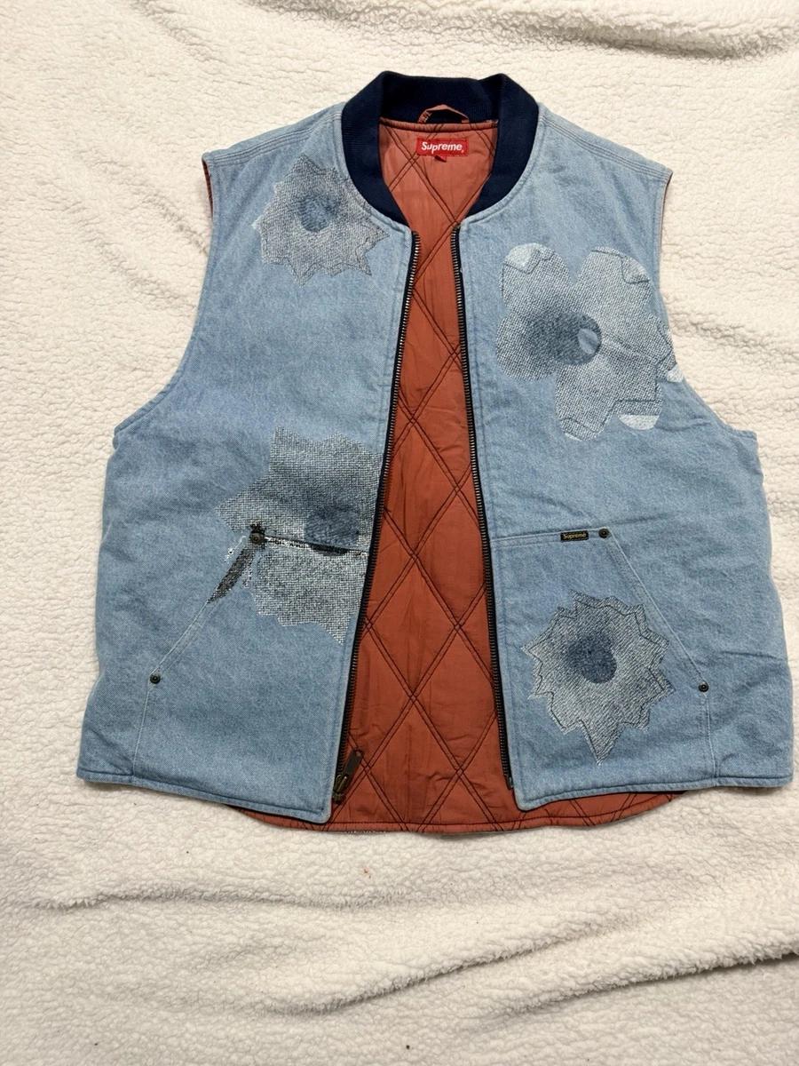A*様 Supreme Nate Lowman Work Vest Indigo Supreme x Nate Lowman Bullet Flower Work Vest - LARGE (Spring