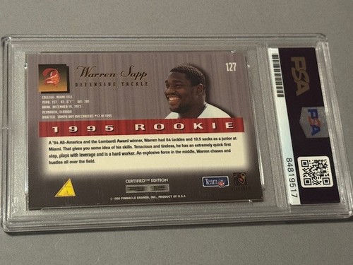 Warren Sapp Auto Rookie RC PSA Authentic 1995 Select Certified #127 Orange Ink - Picture 4 of 4