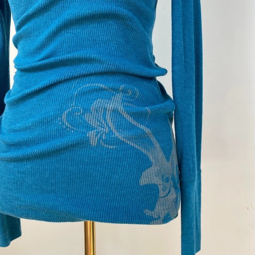 Top vintage American Eagle para mujer Y2K talla L acanalado grunge manga larga preppy Foto 2 de 4