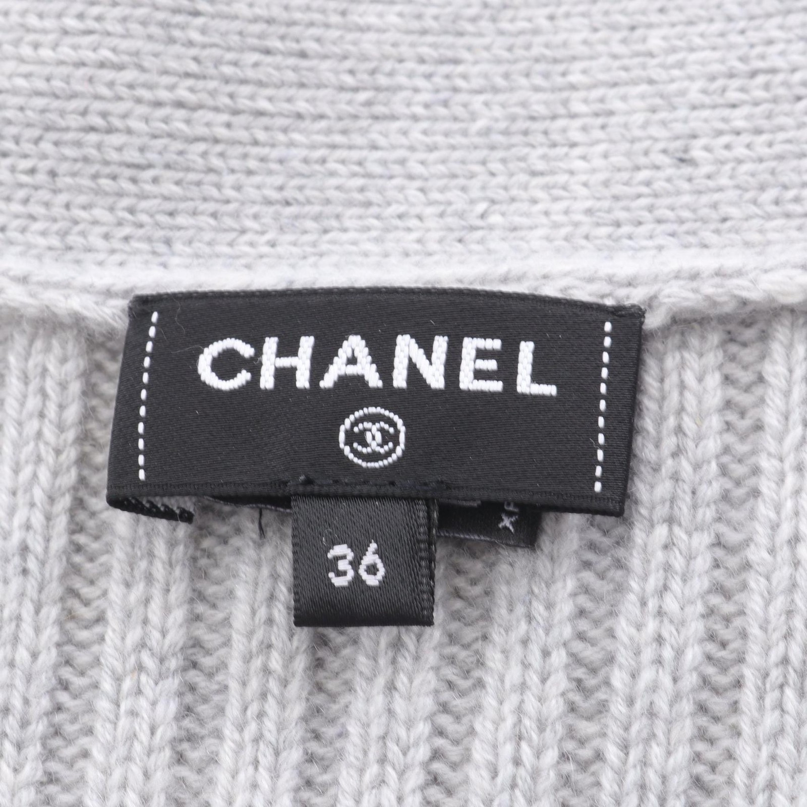 Chanel Coco Mark Button Gray Cashmere Cardigan Wo… - image 3