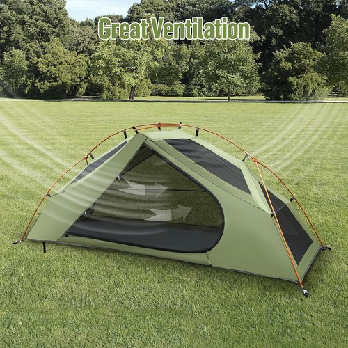 Night Cat 1-Person Camping Tent: Lightweight Waterproof Only Tent, Army Green - Picture 3 of 6