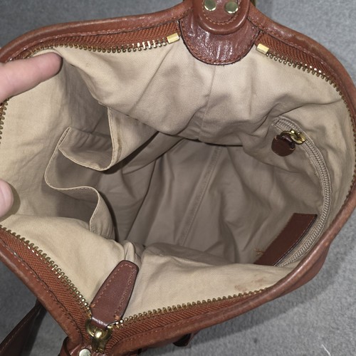 Coach Leather Legacy Brown Tan Duffle Bucket Zip Up Tassel Bag Adjustable Strap - Picture 22 of 24
