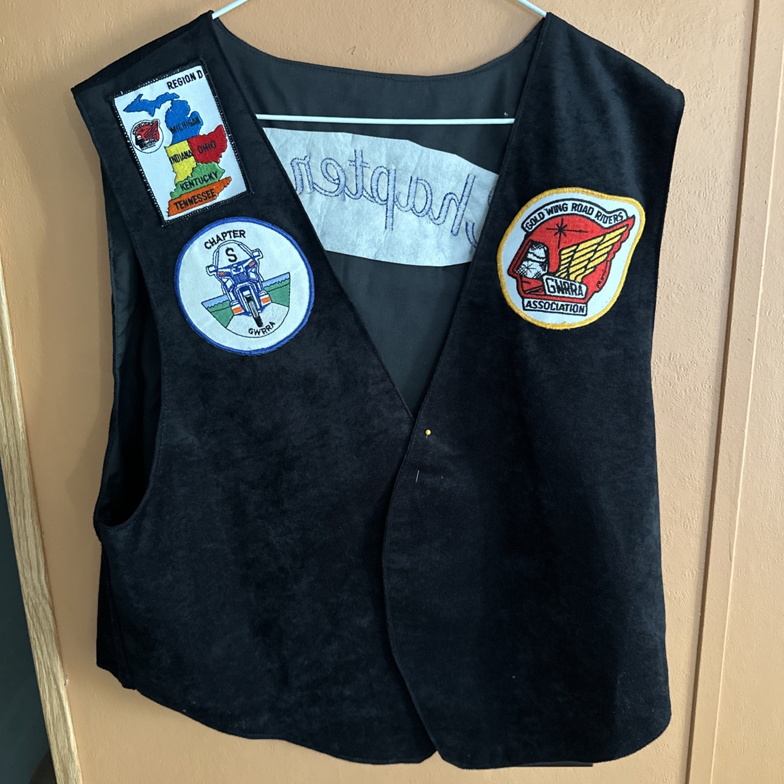 Custom Patchwork Black Velour Vest Motorcycle Cha… - image 1