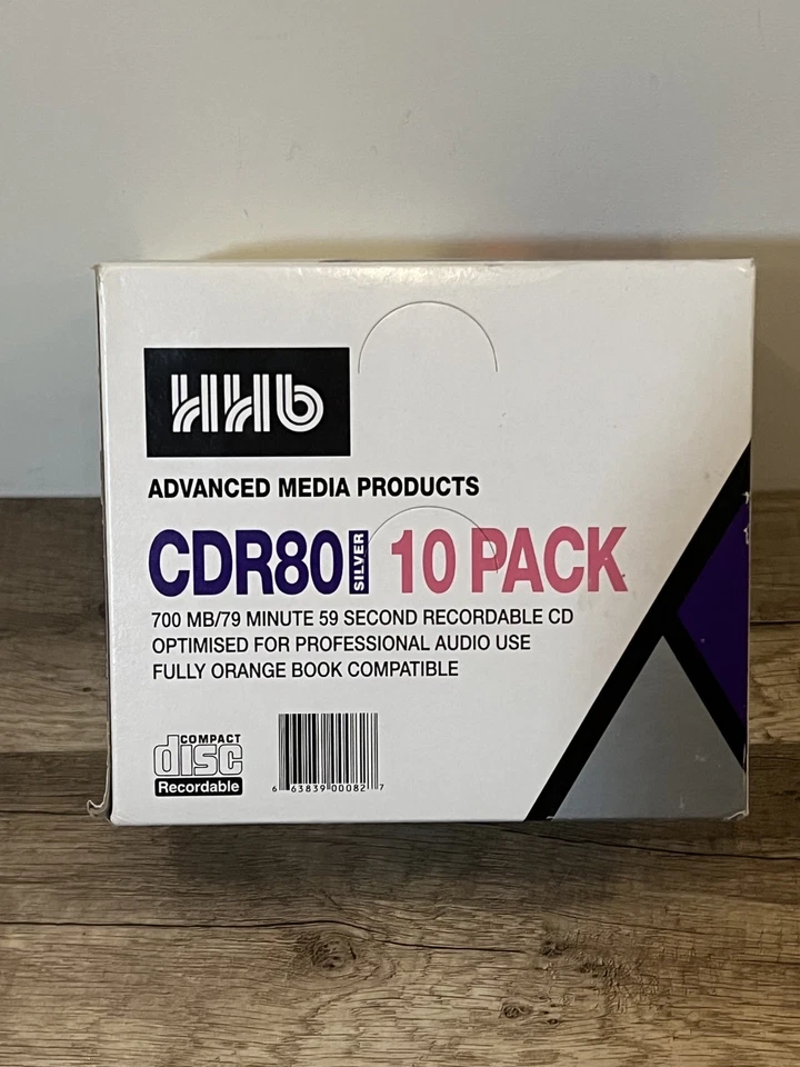 Disco compacto grabable datos de audio HHB CDR-80 plateado 700 MB/80 min CAJA DE 10 NUEVO Foto 3 de 4