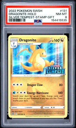 2022 POKEMON SWORD & SHIELD SILVER TEMPEST STAMP GIFT #131 DRAGONITE-HOLO PSA 8